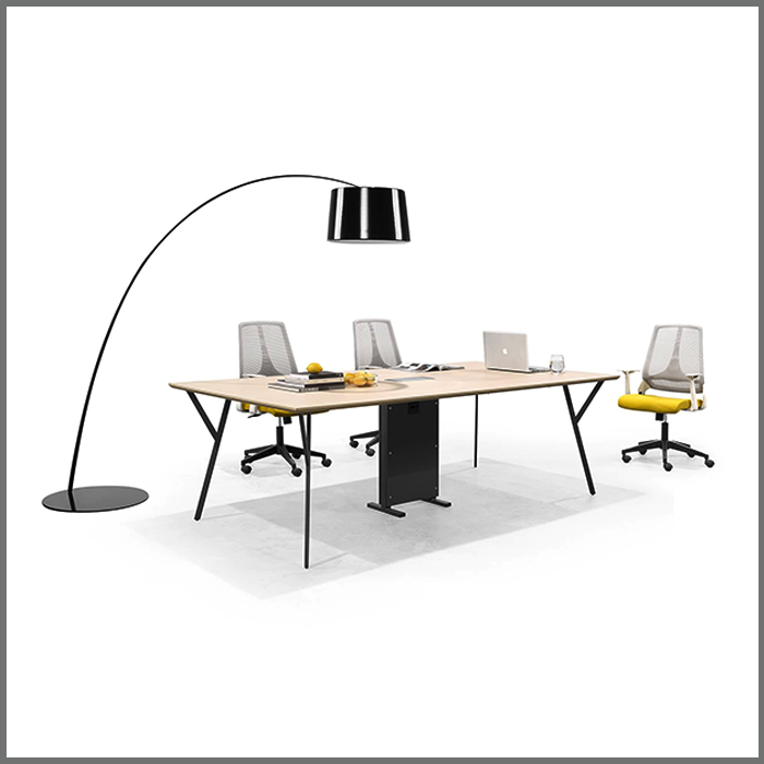 HT-26 CONFERENCE TABLE LAMINATED ON TOP WITH STEEL POWDER COATING LEG W2400XD1200XH750MM