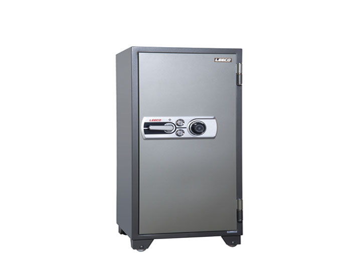 702T Dial Combination Lock Fire Resistant Safe 250kgs, 2 shelves and 1 drawer with key. Fire Resistant rate: 1010ºc/2Hour (W590xD600xH1276mm). Brand: LEECO. Made in Thailand