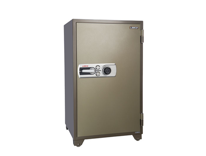 705T Dial Combination Lock Fire Resistant Safe 460kgs, 4 shelves and 1 drawer with key. Fire Resistant rate: 1010ºc/2Hour (W750xD698.5xH1750mm). Brand: LEECO. Made in Thailand