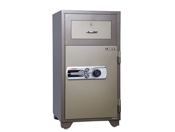 PD-125 Dial Combination Lock Drop Money Fire Resistant Safe 261kgs,1 drawer with key. Fire Resistant rate: 1010ºc/2Hour (W590xD593xH1276mm). Brand: LEECO. Made in Thailand