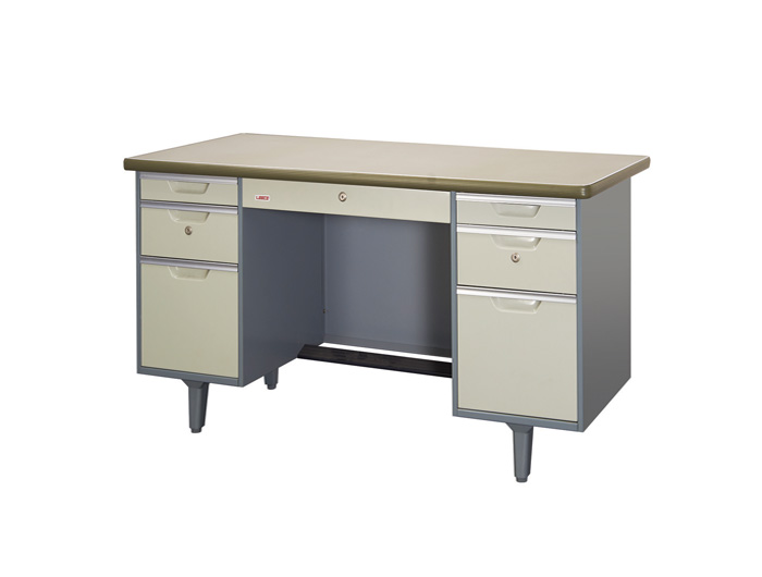 DK2654+G Steel Office Desk With Glass On Top (W1371xD660xH740mm). Brand: LEECO. Made In Thailand.