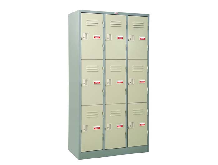 LK109 Steel Locker 9 Doors Without Hanger (W914xD457xH1830mm). Brand: LEECO. Made In Thailand.