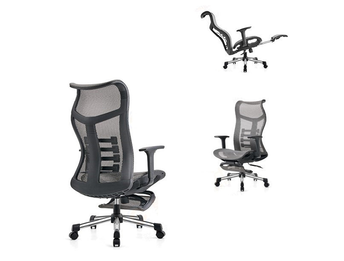 A031-2-BLACK High Back Swivel Net Chair​ with Footrest. Brand: CENTURY. Made In China.