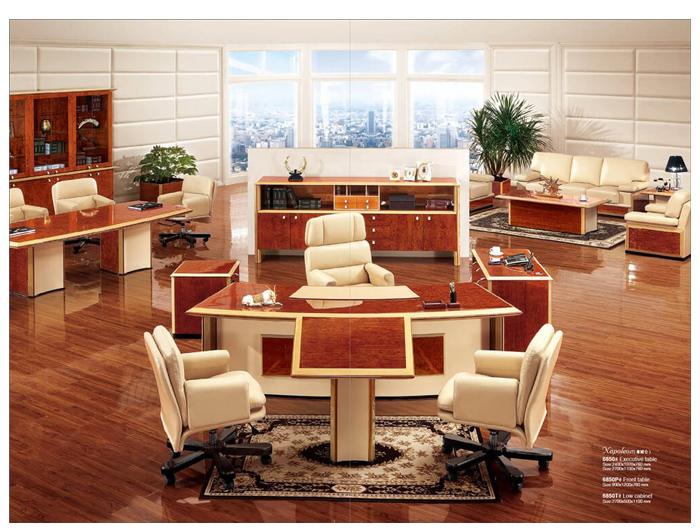 HS6850 EXECUTIVE TABLE (W2700xD1100xH760MM) (ROSE WOOD). Brand: HAOSEN. Made in China.